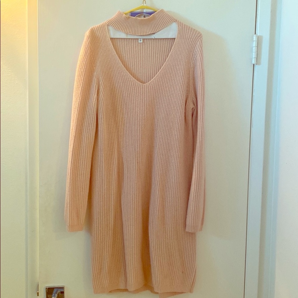 Brass Plum blush sweater dress with cut out